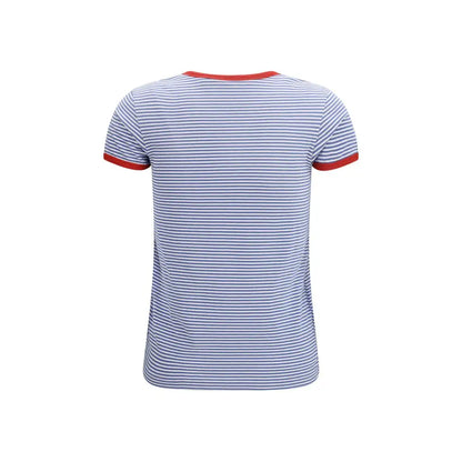 Prada blue cotton t-shirt med lyseblå og hvide striber