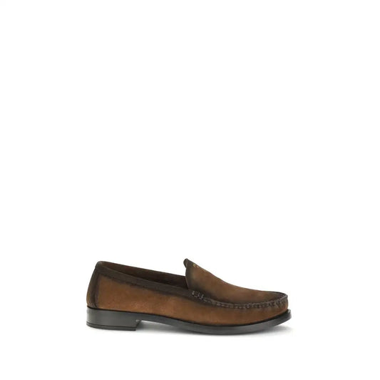 Perfekte par Prada brune suede loafers med læderfor