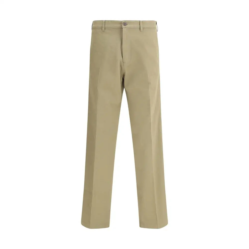 Prada chino pants in khaki, straight-leg style with button closure
