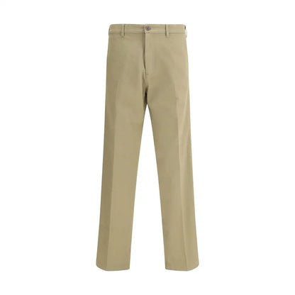 Prada chino pants in khaki, straight-leg style with button closure