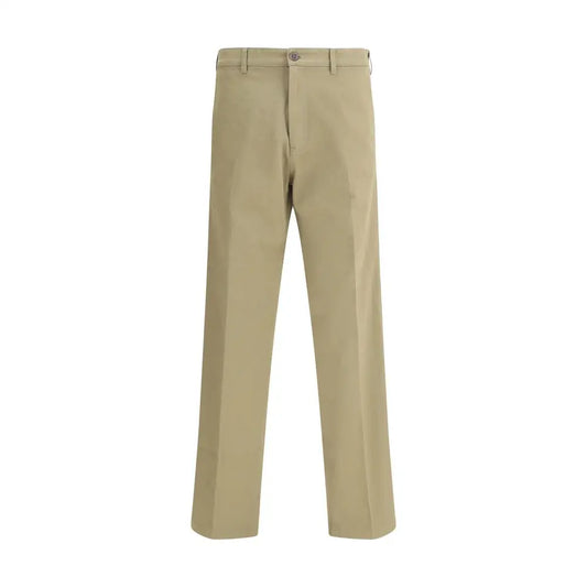 Prada chino pants in khaki, straight-leg style with button closure