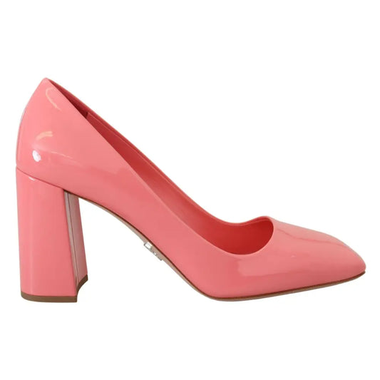 Prada Pink Patent Leather Block Heels Pumps Classic