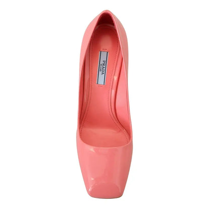Prada Pink Patent Leather Block Heels Pumps Classic