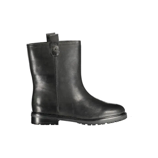 Ralph Lauren Black Leather Women Boot - Ankelstøvler