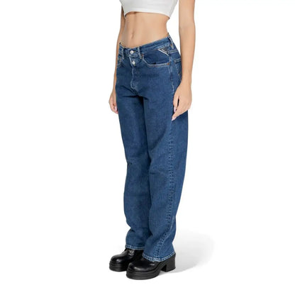Replay blue cotton jeans med høj talje og ret snit