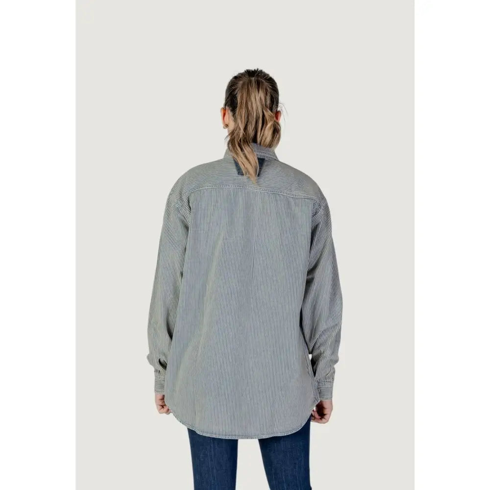 Oversized Replay Blue Cotton shirt i navy-hvide striber
