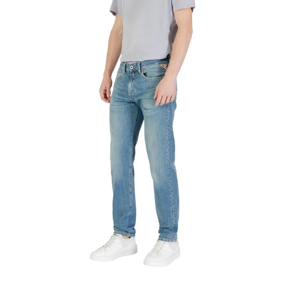 Replay Blue Cotton Skinny Jeans med lysvasket denim og Guess-logo
