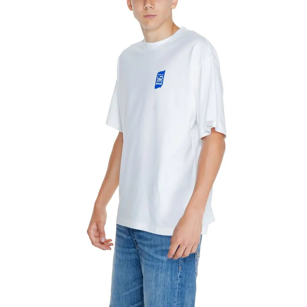 Hvid oversized t-shirt Replay med blå logo, 100% originale brands