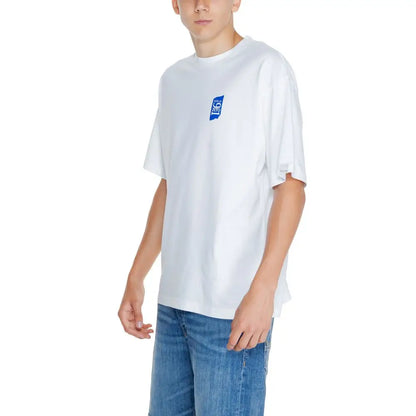 Hvid oversized t-shirt Replay med blå logo, 100% originale brands