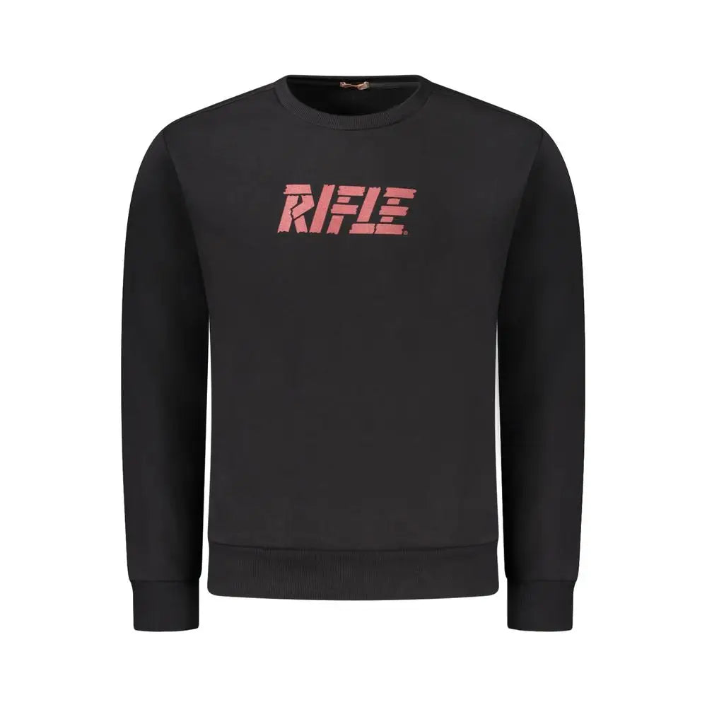 Sort sort trøje i rifle black cotton med pink rifle-logo på brystet