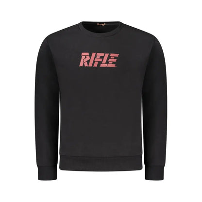 Sort sort trøje i rifle black cotton med pink rifle-logo på brystet