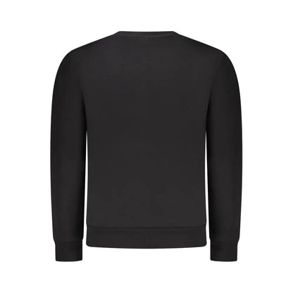Sort rifle black cotton mænds sweater med lange ærmer og ribbede manchetter