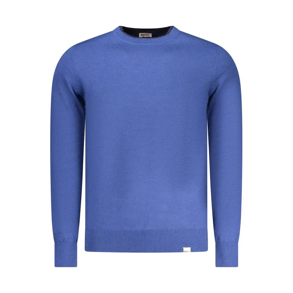 Solid rifle blu polyester herre sweater i kongelig blå med lange ærmer og ribkant