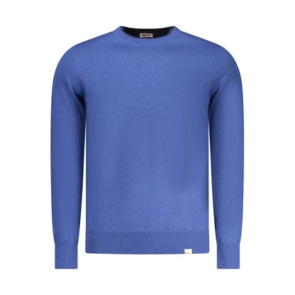 Solid rifle blu polyester herre sweater i kongelig blå med lange ærmer og ribkant