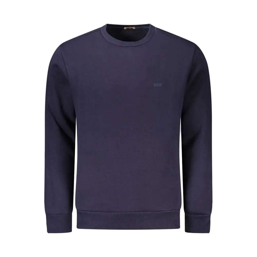 Mørk marineblå crewneck-sweater i rifle blue cotton med subtil logo