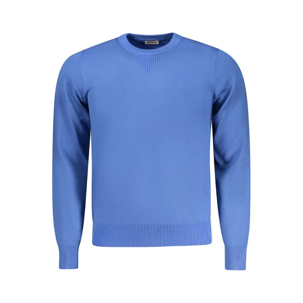Rifle blue viscose herresweater med lange ærmer og ribkant