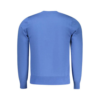 Solid rifle blue viscose sweater with ribbed cuffs and hem