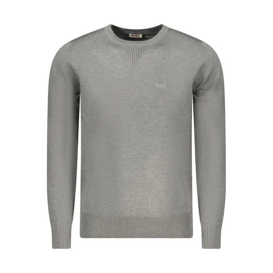 Grigio viscosa sweater med grå crewneck og subtil logo