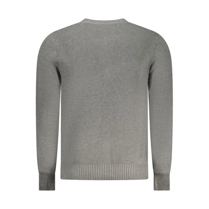 Classic rifle grigio viscosa men sweater in gray ribbed knit with crew neck