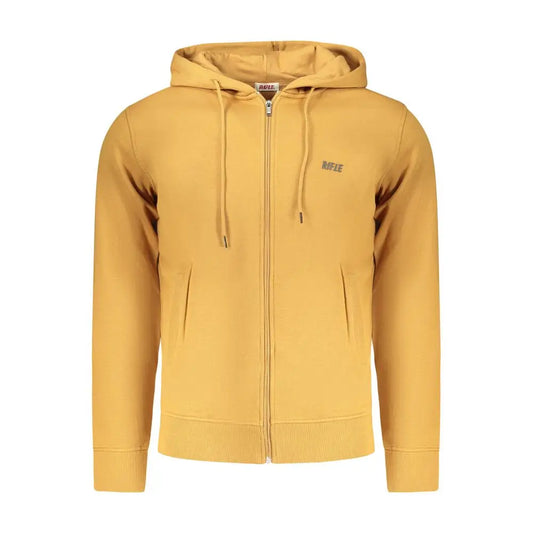 Mustard yellow zip-up rifle marrone cotton sweatshirt with gray logo