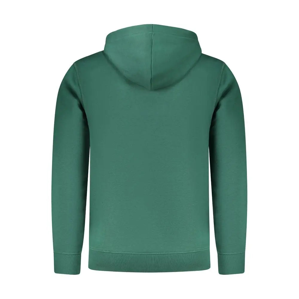 Solid rifle verde cotton men hoodie in green with soft fabric and ribbed cuffs