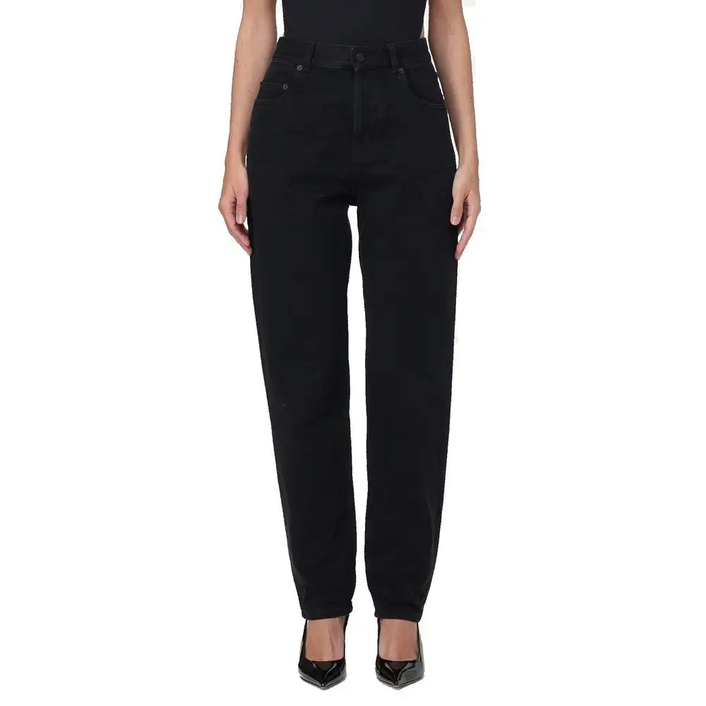Saint Laurent black cotton straight-leg jeans med høj talje