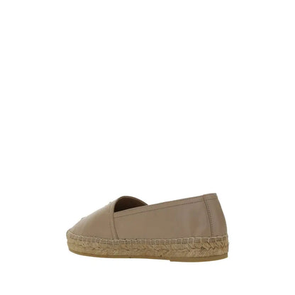 Saint Laurent espadrilles i beige læder med vævet jutesål