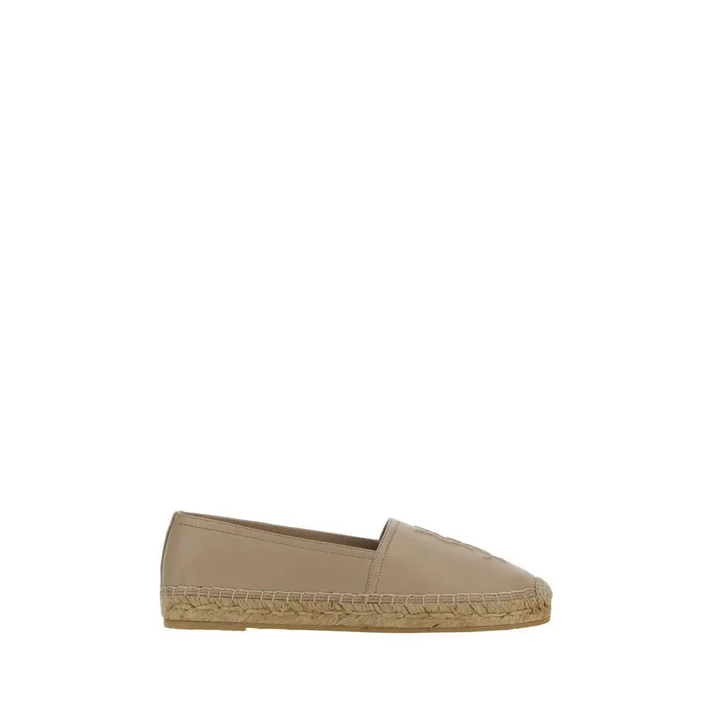 Saint Laurent espadrilles i beige læder med vævet jutesål