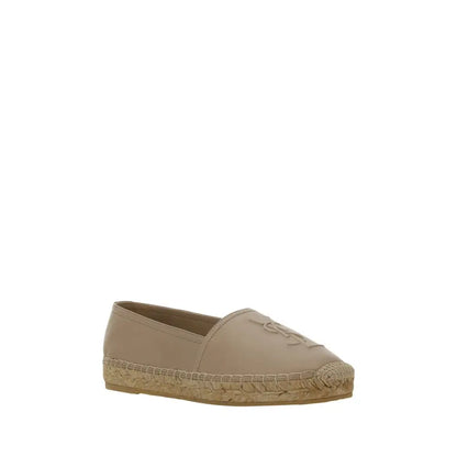 Saint Laurent espadrilles i beige læder med jutesål og logo