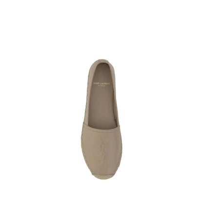Beige læder Saint Laurent espadrilles med jutesål og logo