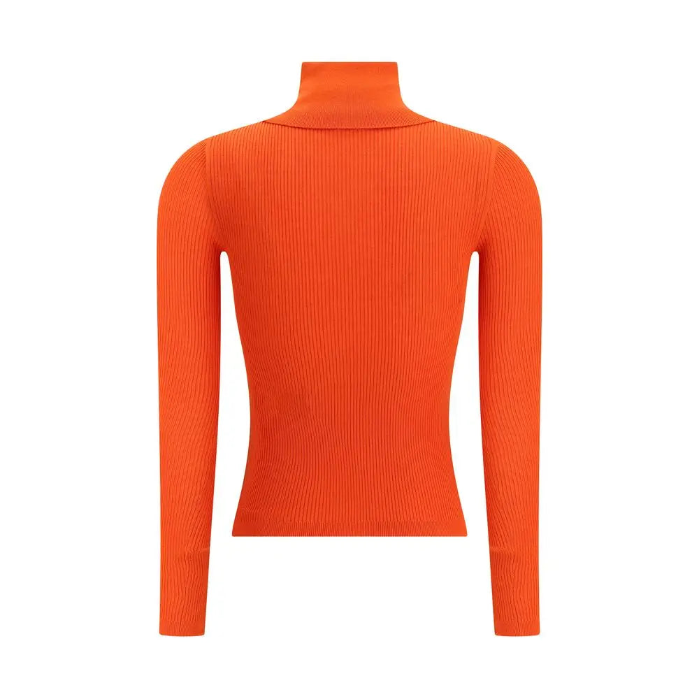 Saint Laurent orange uldturtleneck, 100% originale brands fra outlet mærkevarer
