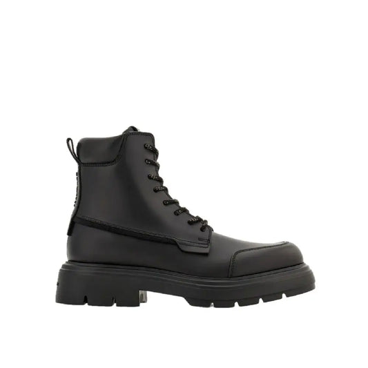 Salvatore Ferragamo Black Calfskin Lace-Up Boots - Ankelstøvler