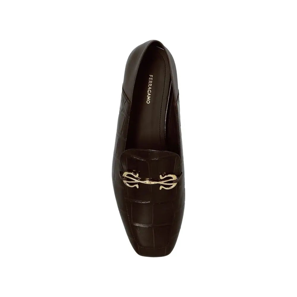 Salvatore Ferragamo Brown Calfskin Slip-On Loafers - Loafers