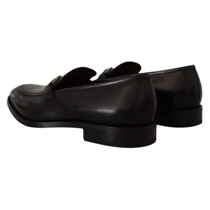 Salvatore Ferragamo Suave Black Leather Gancio Bit Loafers