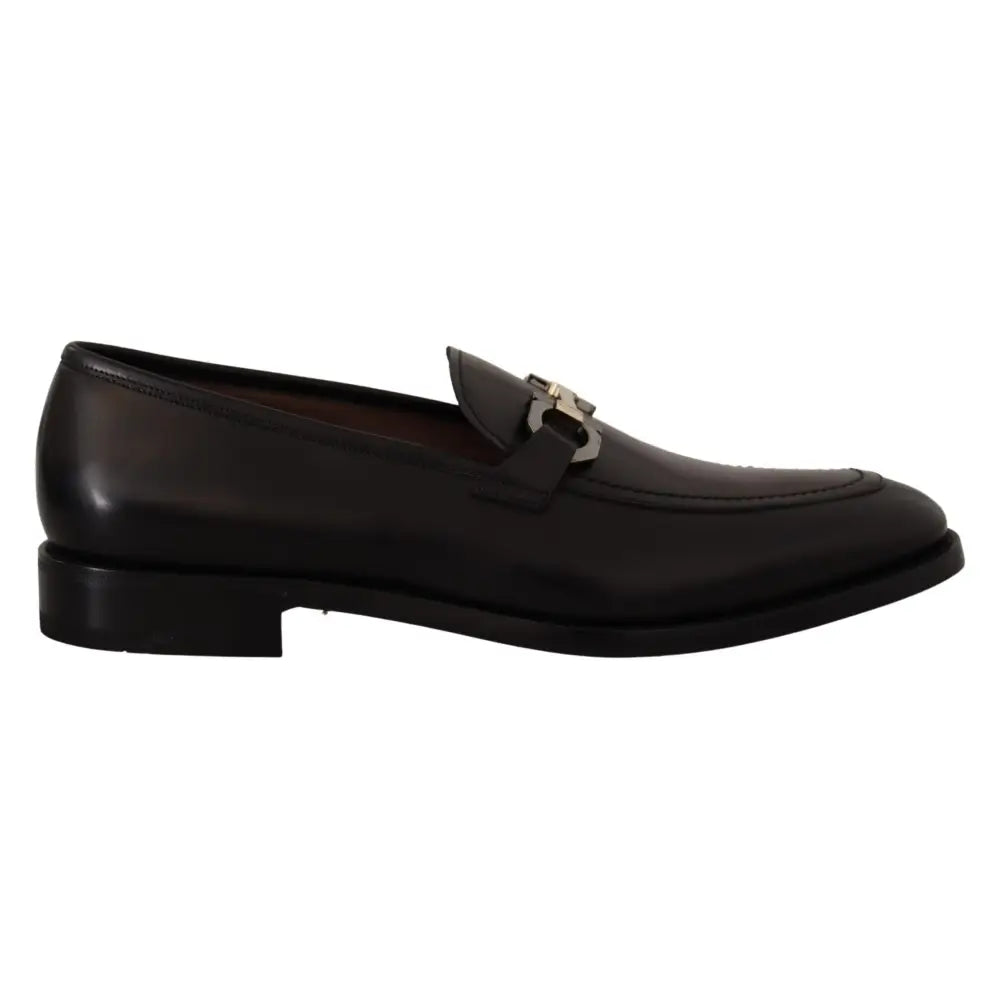Salvatore Ferragamo Suave Black Leather Gancio Bit Loafers