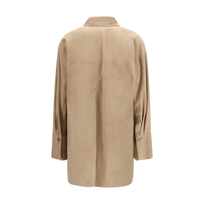 Salvatore Santoro beige lamb ovis aries blazer with classic collar