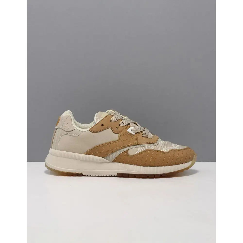 Scotch & Soda beige nylon low top sneakers i tan og creme med suede og læder