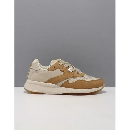 Scotch & Soda beige nylon low top sneakers i tan og creme med suede og læder