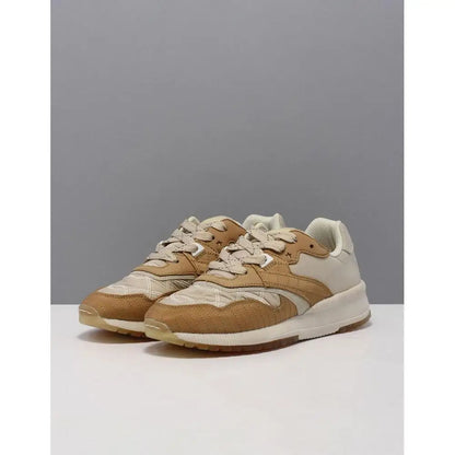 Scotch & Soda beige nylon low top sneakers med quiltet mesh