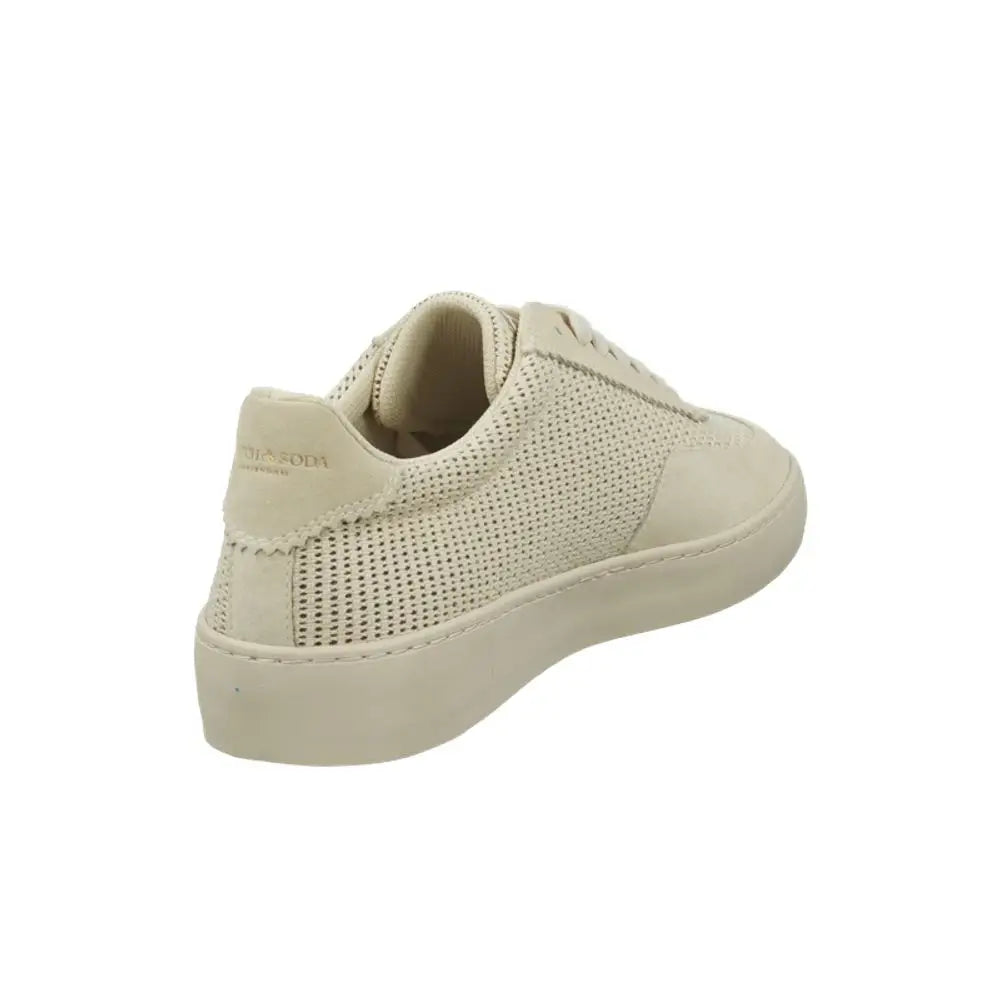 Scotch & Soda beige perforeret suede low-top sneakers med chunky gummisål, 100% originale brands