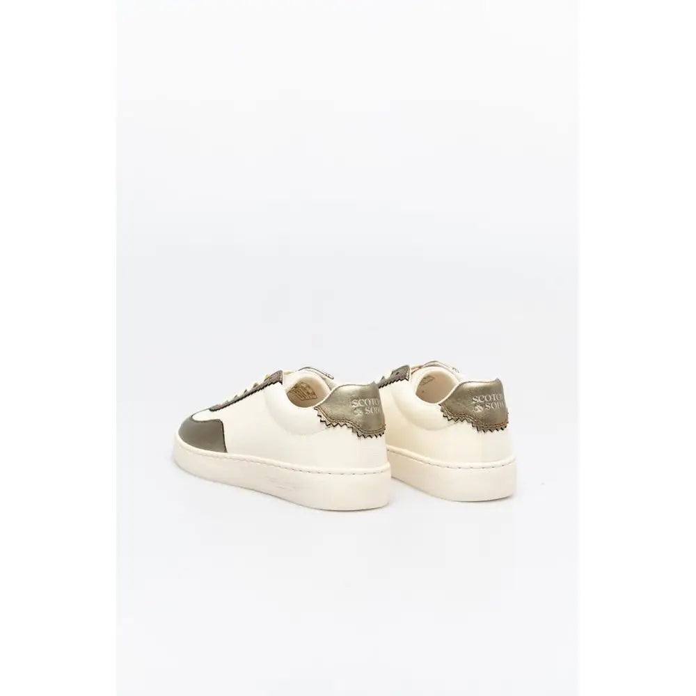 Creamfarved suede og læder low-top sneakers med guld accenter fra Scotch & Soda bronze leather low