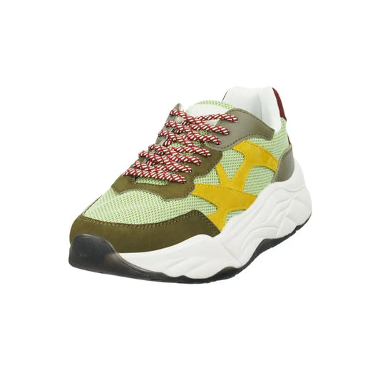 Scotch & Soda grønne gejtskind chunky sneakers i levende olivgrøn med gul mesh