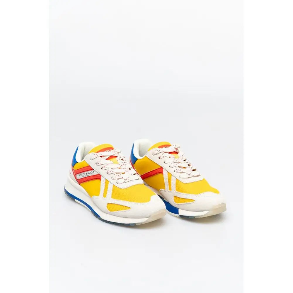 Scotch & Soda multicolor leather athletic sneakers in vibrant yellow, red and blue