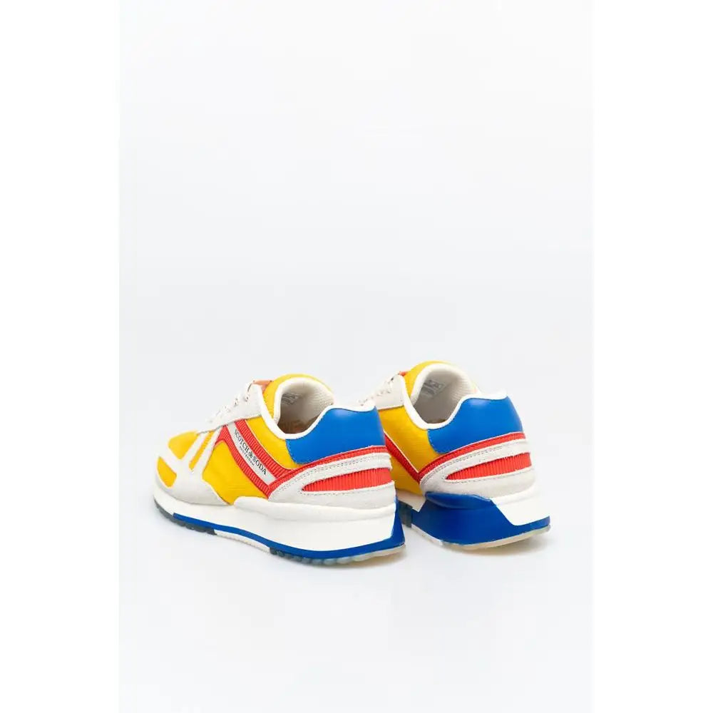 Levende gule, blå og røde Scotch & Soda multicolor læder atletiske sneakers