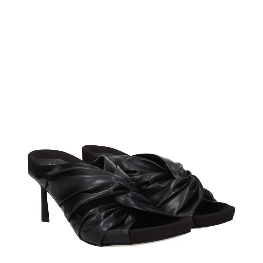 Stella McCartney Black Leather Stiletto Heels Sandals