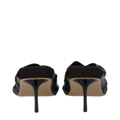 Stella McCartney Black Leather Stiletto Heels Sandals