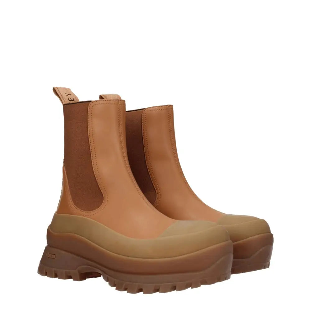 Stella McCartney brune læder chelsea boots med to-tonet gummisål