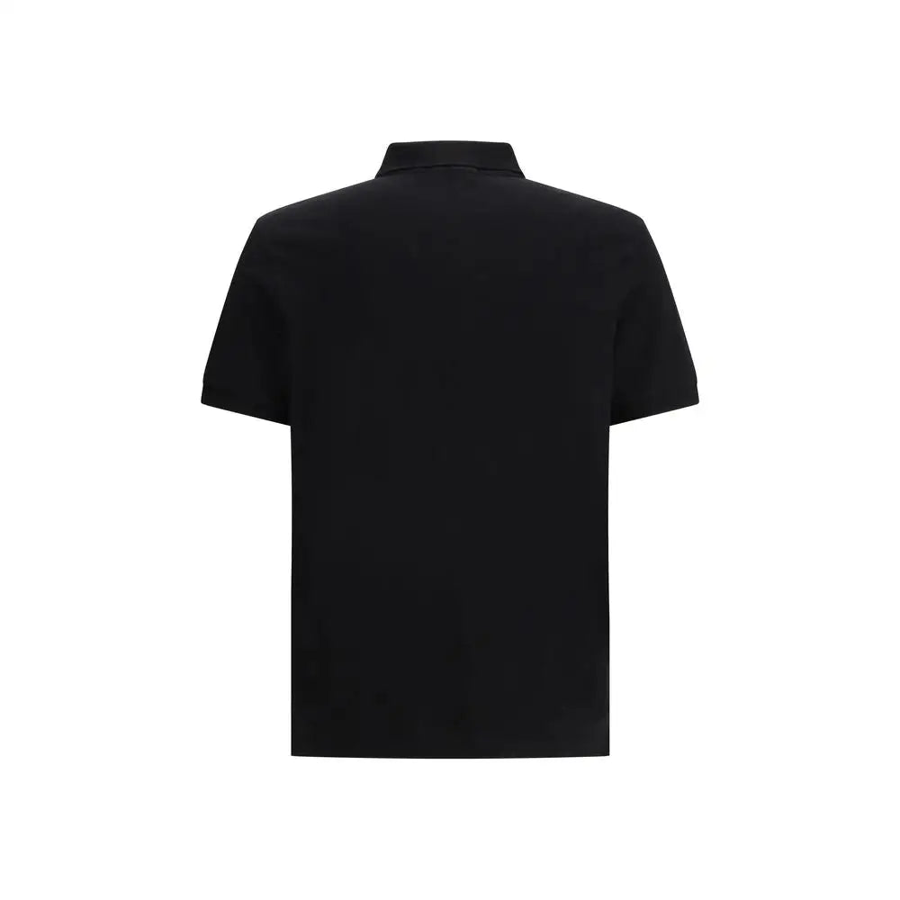 Stone Island black polo shirt med klassisk krave og minimalistisk design