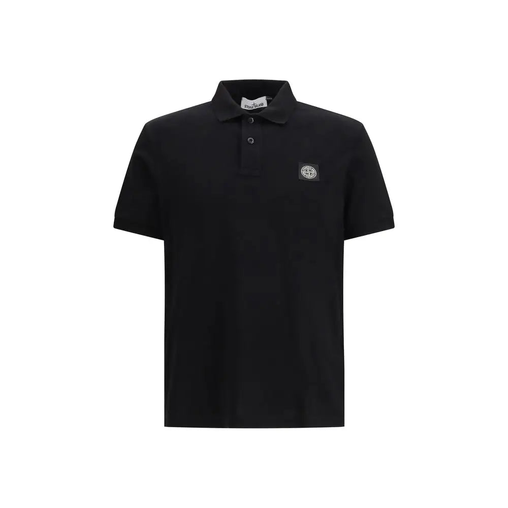Stone Island sort sortærmet polo i sort bomuld med logo