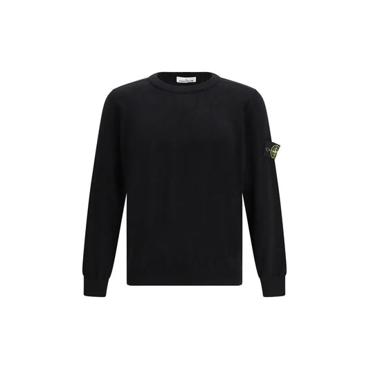 Stone Island klassisk sort bomulds sweatshirt med gul logo